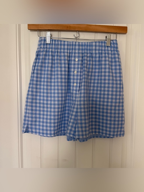 Favorite Daughter Pants - Favorite Daughter The Ex Boyfriend Blue Gingham Boxer Shorts Sz S Cotton Pull-On
